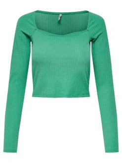 ONLNELLA L/S HEART CROPPED TOP JRS winter green