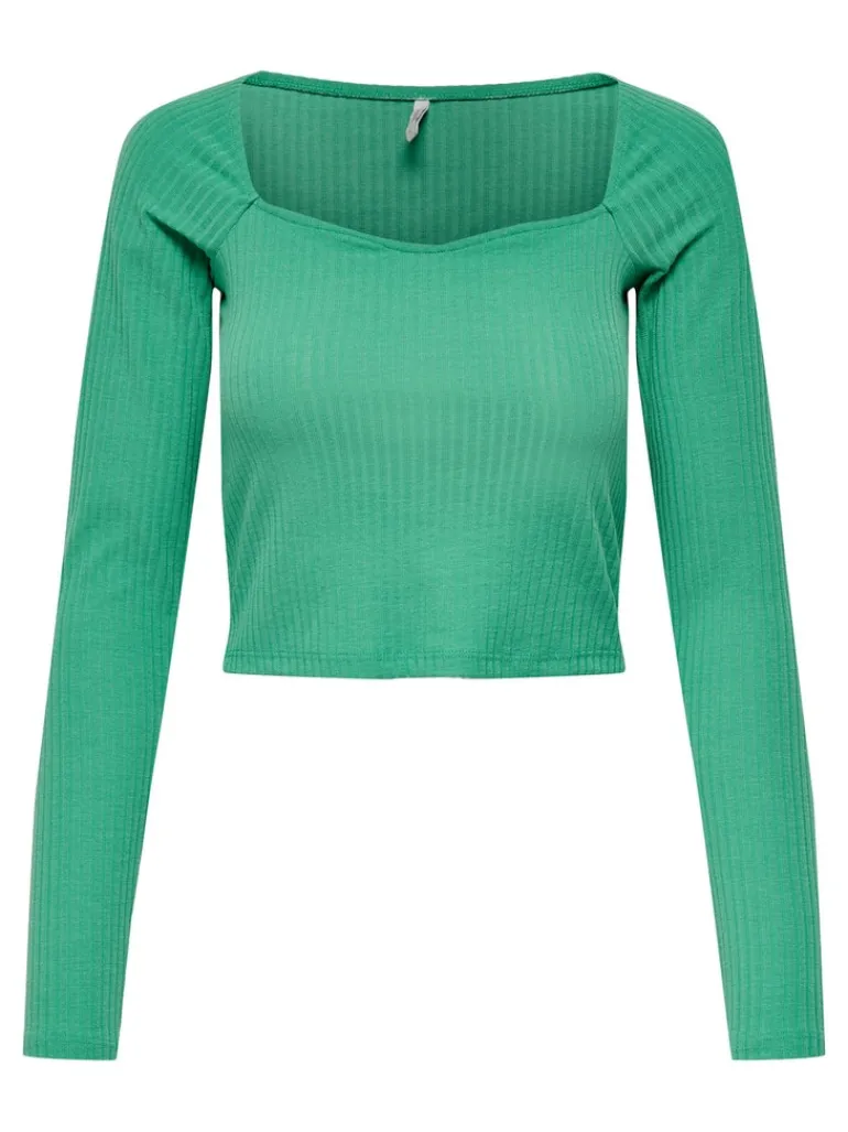 ONLNELLA L/S HEART CROPPED TOP JRS winter green