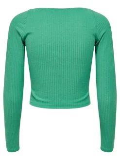 ONLNELLA L/S HEART CROPPED TOP JRS winter green