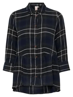 ONLNEW CANBERRA 3/4 CHECK SHIRT WVN CS night sky-creme check