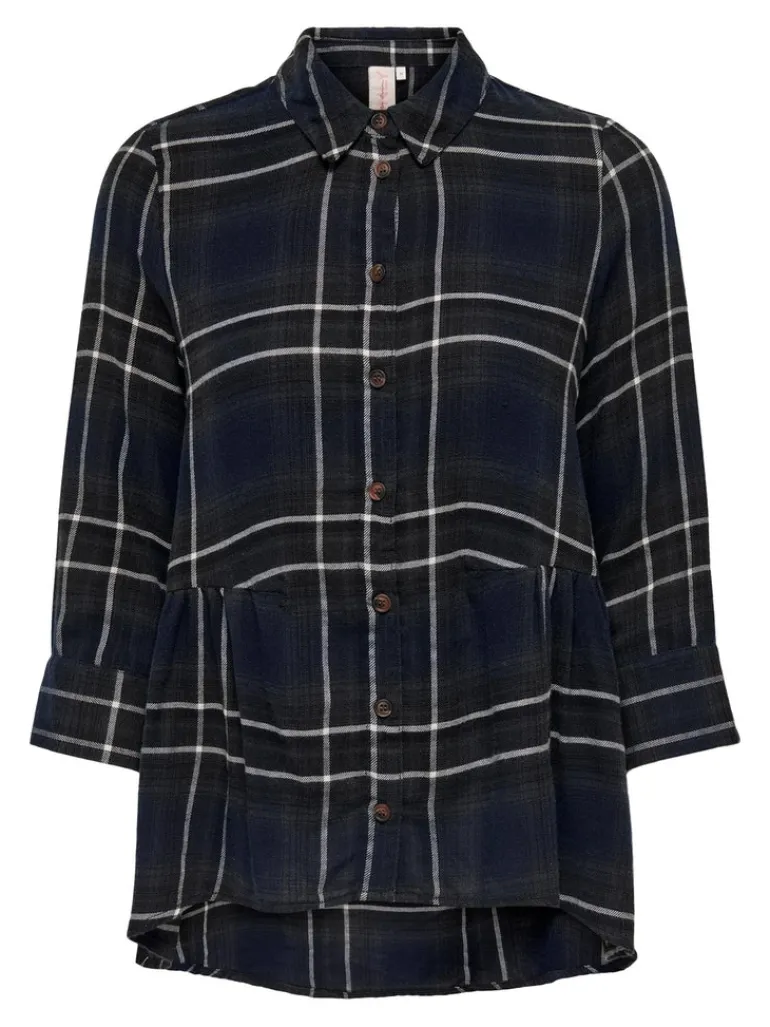 ONLNEW CANBERRA 3/4 CHECK SHIRT WVN CS night sky-creme check
