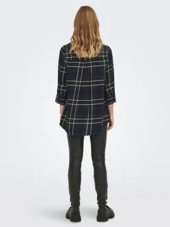 ONLNEW CANBERRA 3/4 CHECK SHIRT WVN CS night sky-creme check