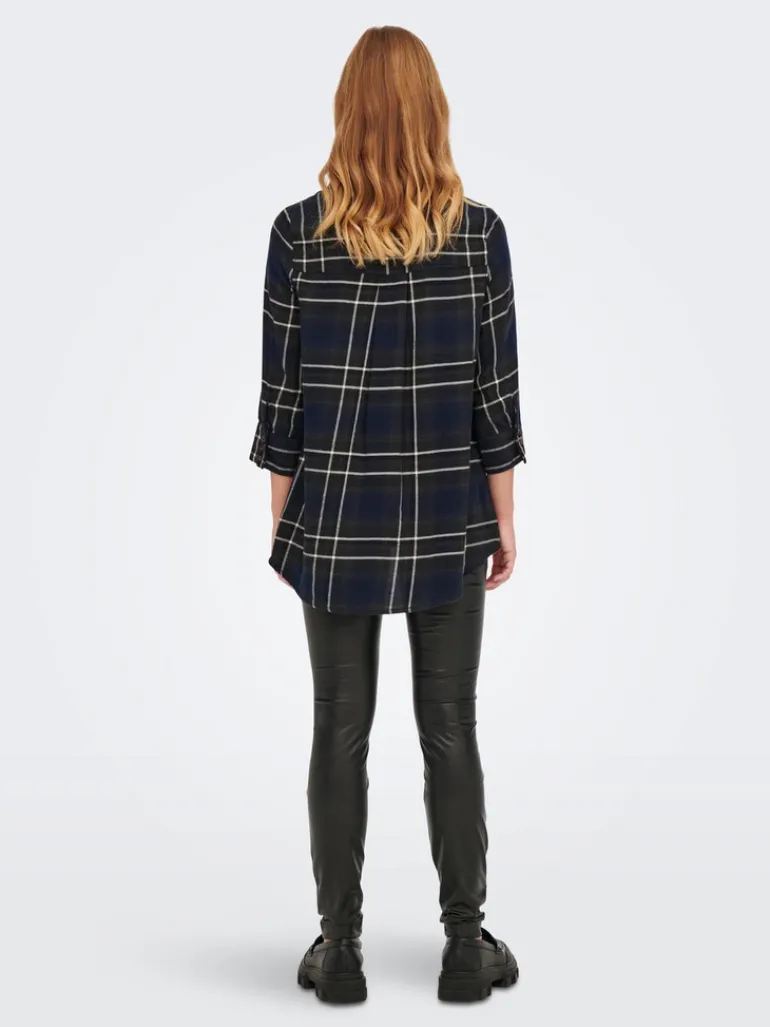 ONLNEW CANBERRA 3/4 CHECK SHIRT WVN CS night sky-creme check