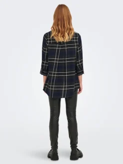 ONLNEW CANBERRA 3/4 CHECK SHIRT WVN CS night sky-creme check