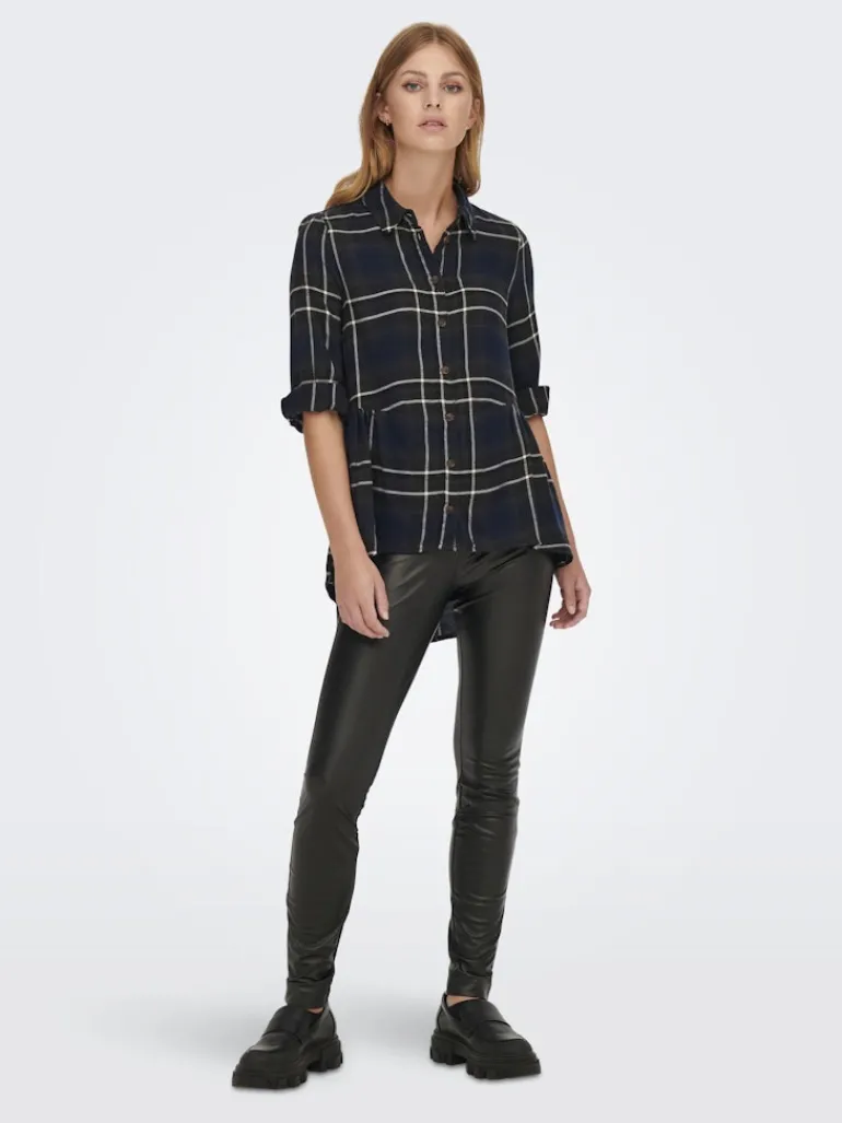 ONLNEW CANBERRA 3/4 CHECK SHIRT WVN CS night sky-creme check