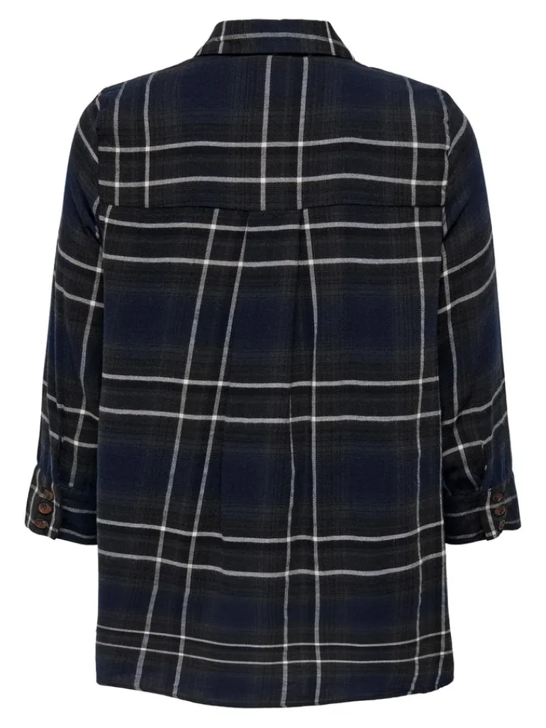 ONLNEW CANBERRA 3/4 CHECK SHIRT WVN CS night sky-creme check