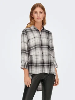ONLNEW CANBERRA 3/4 CHECK SHIRT WVN CS black2