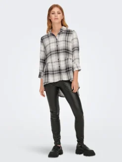 ONLNEW CANBERRA 3/4 CHECK SHIRT WVN CS black2