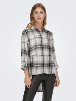 ONLNEW CANBERRA 3/4 CHECK SHIRT WVN CS black2