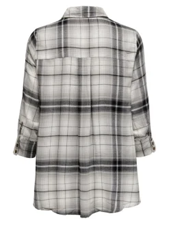 ONLNEW CANBERRA 3/4 CHECK SHIRT WVN CS black2