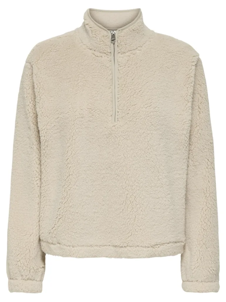 ONLNEW DALLAS L/S HIGHNECK ZIP SWT NOOS pumice stone