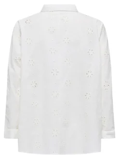 ONLNEW LINA GRACE LS BROD ANGL SHIRT WVN cloud dancer