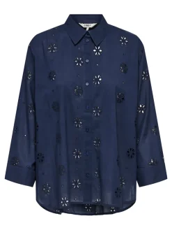 ONLNEW LINA GRACE LS BROD ANGL SHIRT WVN black iris