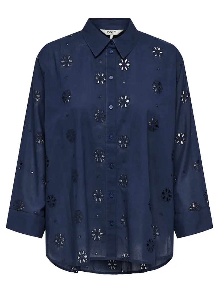 ONLNEW LINA GRACE LS BROD ANGL SHIRT WVN black iris