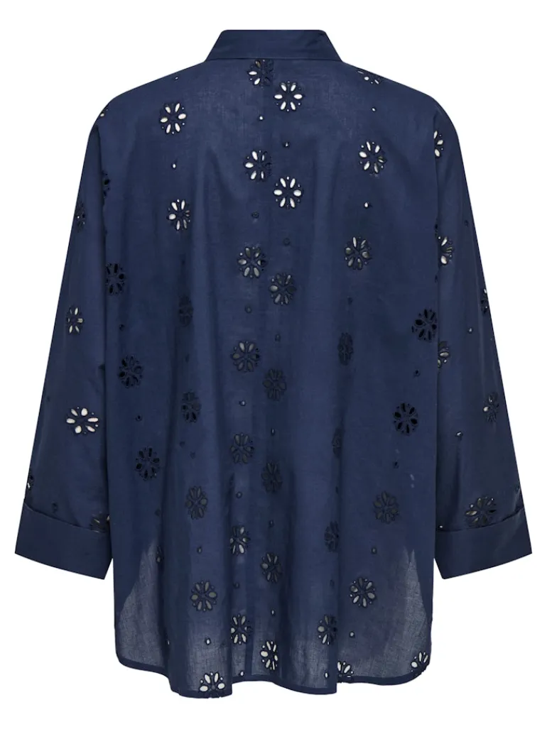 ONLNEW LINA GRACE LS BROD ANGL SHIRT WVN black iris