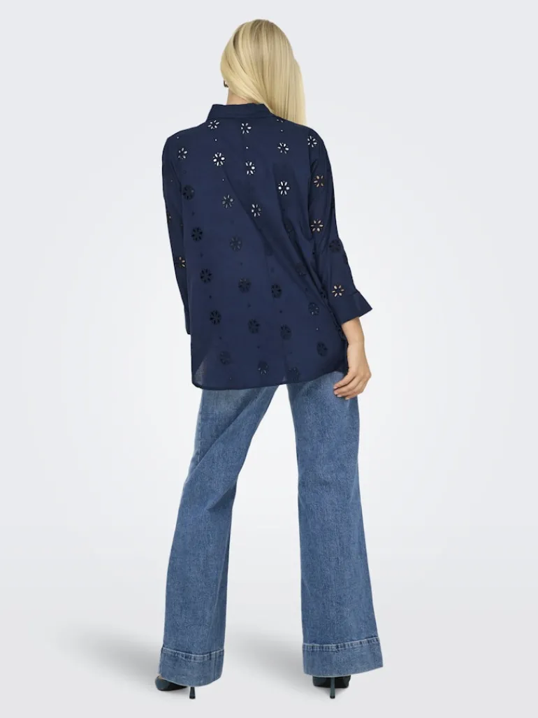ONLNEW LINA GRACE LS BROD ANGL SHIRT WVN black iris