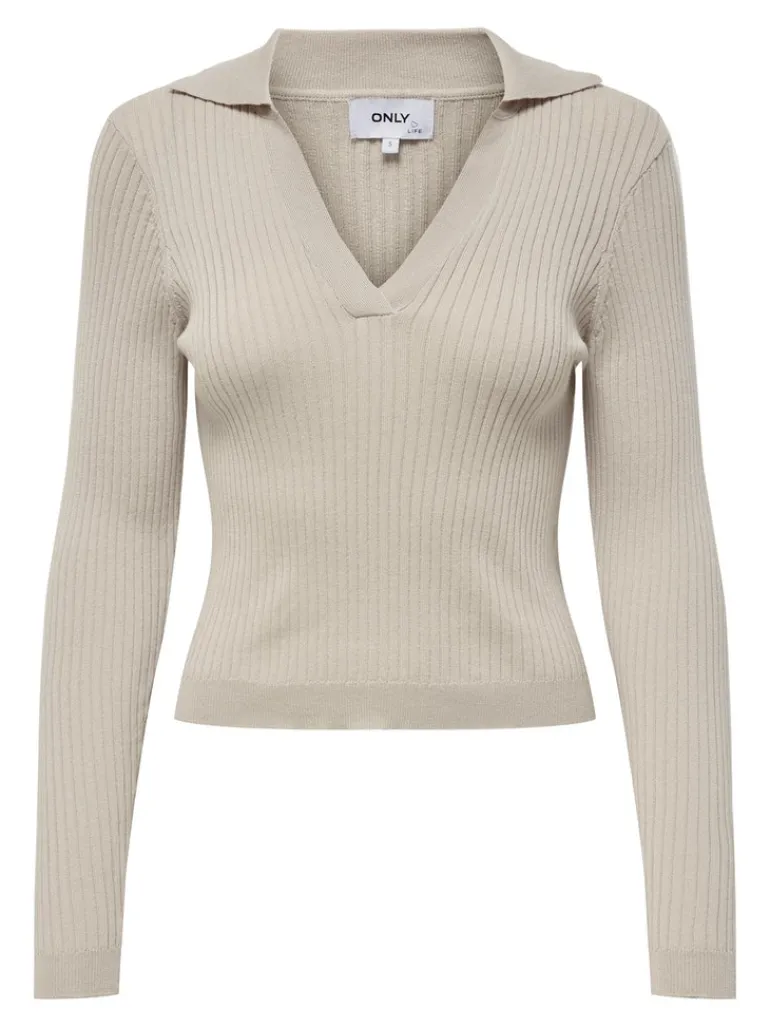 ONLNIMONE LS LIFE POLO PULLOVER CC KNT pumice stone