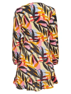 ONLNOVA LIFE L/S MERLE WRAP DRESS AOP tofu
