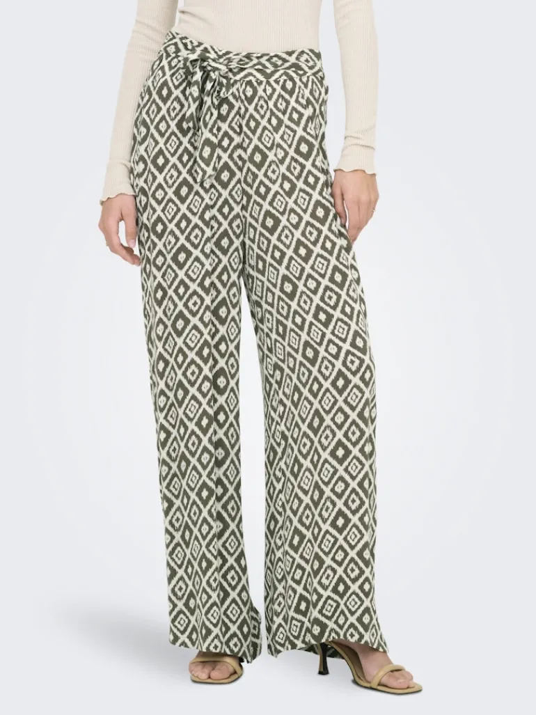 ONLPAKJA LIFE AOP BELT PANTS WVN NOOS balsam green