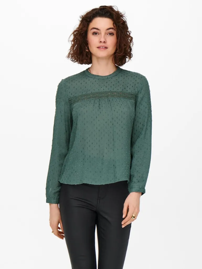 ONLPELIA LIFE LS DOT BLOUSE WVN CS balsam green