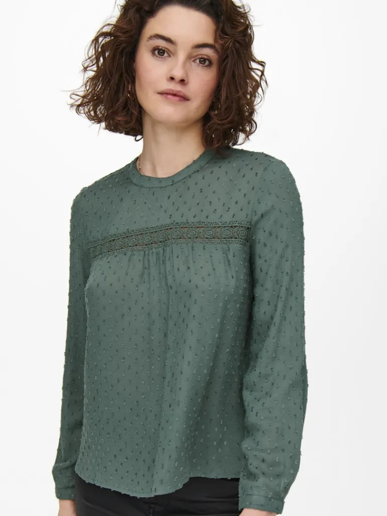 ONLPELIA LIFE LS DOT BLOUSE WVN CS balsam green