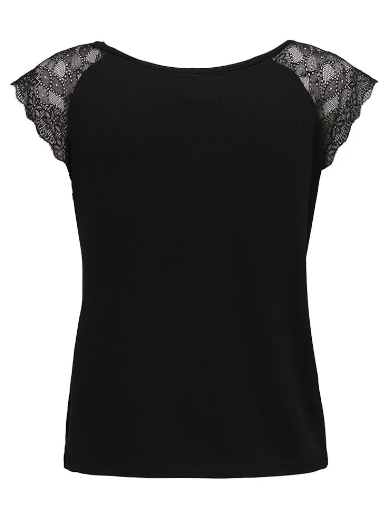 ONLPETRA S/S LACE MIX TOP JRS black