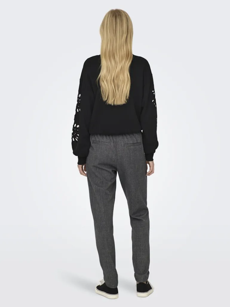 ONLPOPTRASH-ELISE EASY MELANGE PANT NOOS dark grey melange