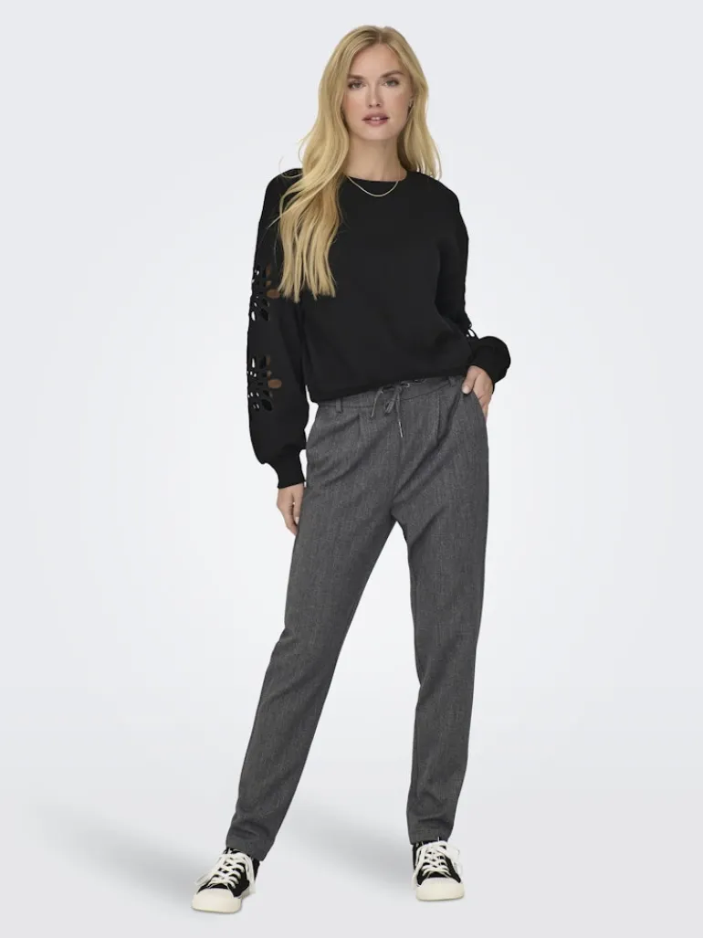 ONLPOPTRASH-ELISE EASY MELANGE PANT NOOS dark grey melange
