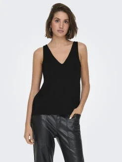 ONLQUEEN S/L V-NECK GLITTER TOP JRS black2