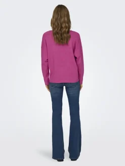 ONLRICA L/S V-NECK PULLO KNT NOOS raspberry rose
