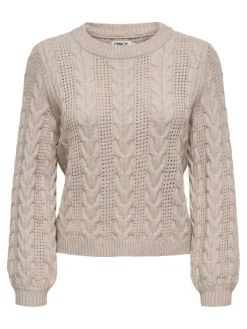 ONLRUBINA LIFE LS CABLE O-NECK KNT NOOS mocha meringue