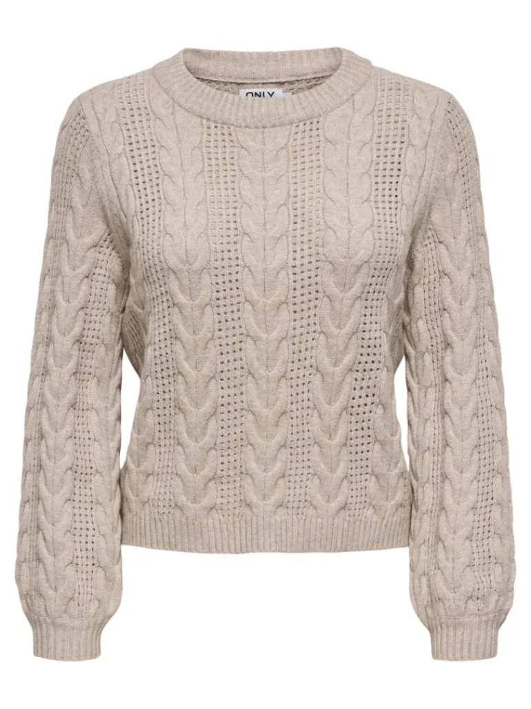 ONLRUBINA LIFE LS CABLE O-NECK KNT NOOS mocha meringue