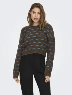 ONLRUBY L/S STRUCTURE PULLOVER BF KNT hot fudge