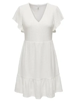 ONLSANDRA S/S V-NECK DRESS JRS NOOS cloud dancer