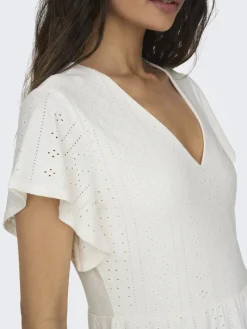 ONLSANDRA S/S V-NECK DRESS JRS NOOS cloud dancer