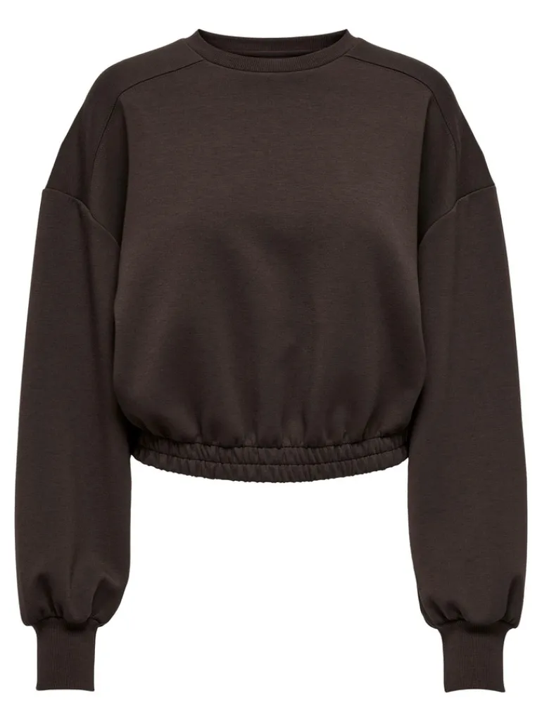 ONLSCARLETT L/S CROPPED O-NECK SWT hot fudge