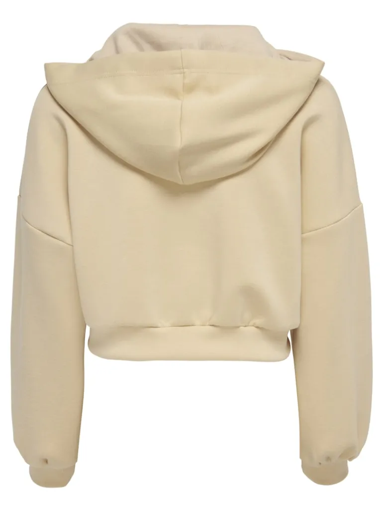 ONLSCARLETT L/S SATEEN MIX ZIP HOOD SWT irish cream