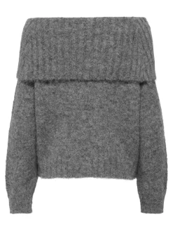 ONLSHINE LS OFF SHOULDER CC KNT medium grey melange