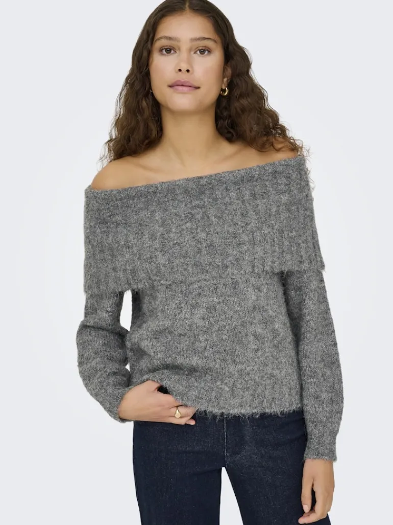 ONLSHINE LS OFF SHOULDER CC KNT medium grey melange