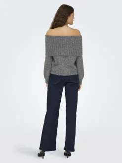 ONLSHINE LS OFF SHOULDER CC KNT medium grey melange