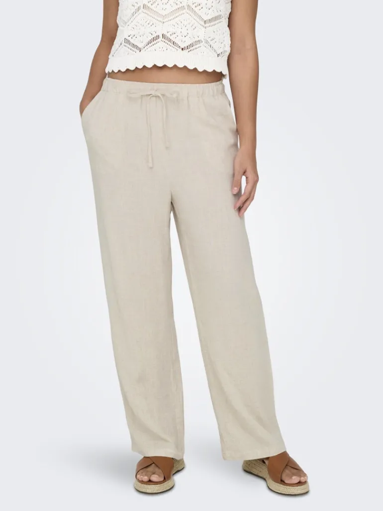 ONLSIESTA MW PULL-UP LINEN BL PNT NOOS moonbeam