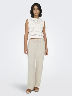 ONLSIESTA MW PULL-UP LINEN BL PNT NOOS moonbeam