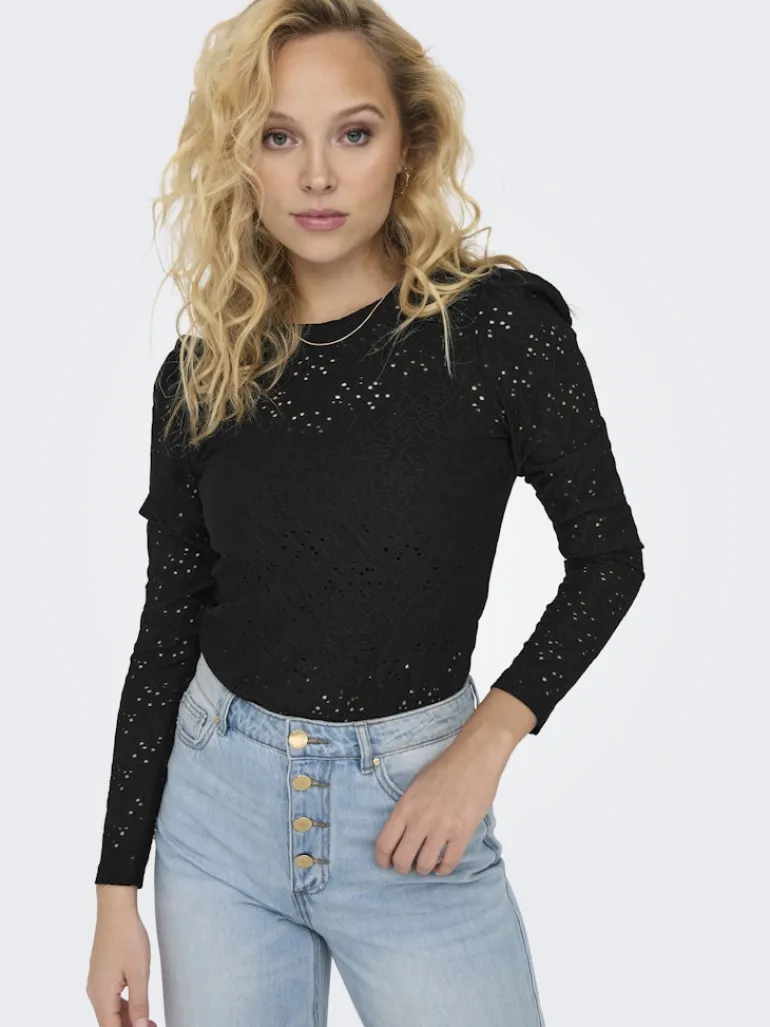 ONLSMILLA L/S O-NECK PUFF TOP JRS black