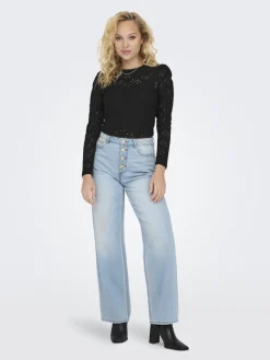 ONLSMILLA L/S O-NECK PUFF TOP JRS black