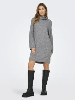 ONLTALIO LS STRIPE ROLLNECK DRESS BF KNT light grey melange