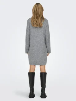 ONLTALIO LS STRIPE ROLLNECK DRESS BF KNT light grey melange