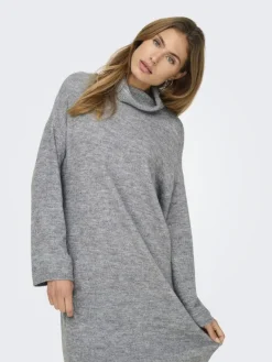 ONLTALIO LS STRIPE ROLLNECK DRESS BF KNT light grey melange
