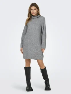 ONLTALIO LS STRIPE ROLLNECK DRESS BF KNT light grey melange