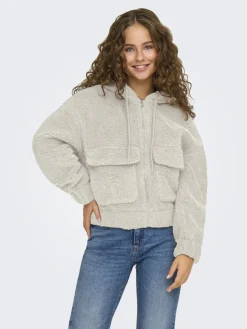 ONLTANJA TEDDY HOOD JACKET OTW NOOS pumice stone