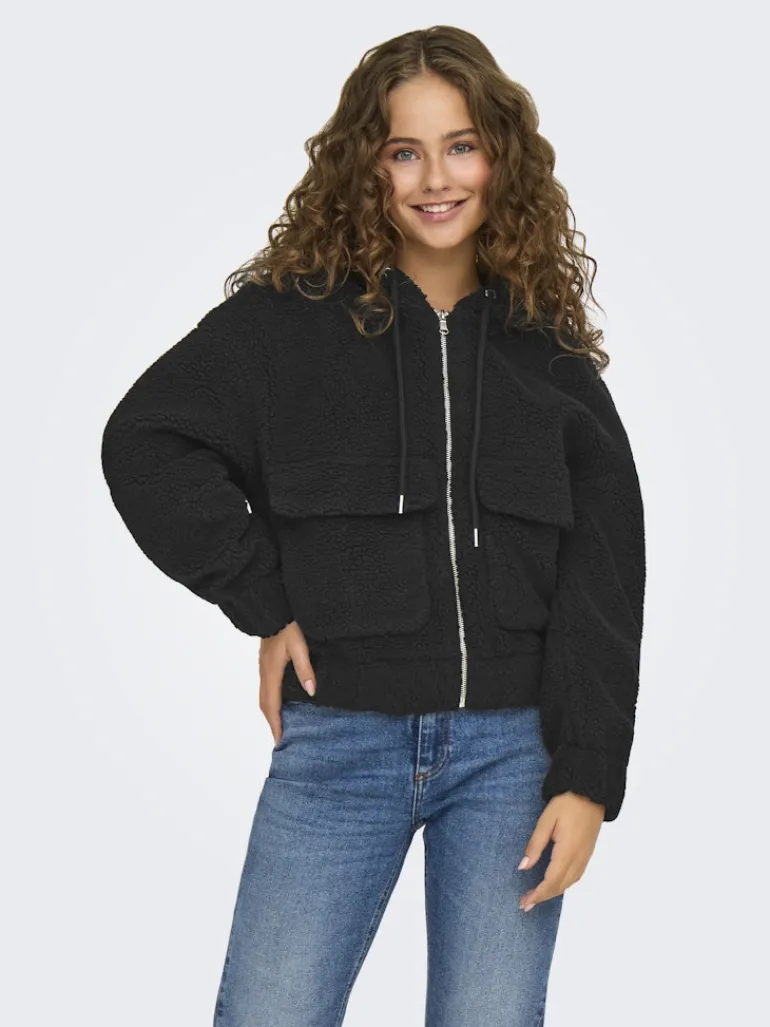 ONLTANJA TEDDY HOOD JACKET OTW NOOS black